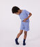 Children's short stripy cotton pyjamas PERSE blue/MARSHMALLOW white
