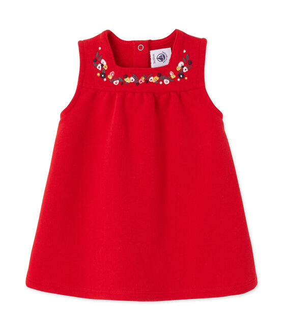 Baby girl's embroidered fleece dress FROUFROU red