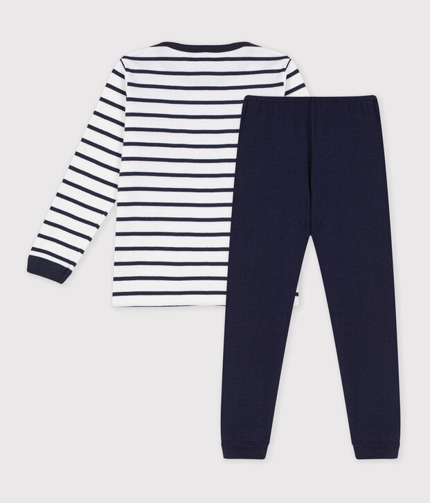 Boys' Cotton Pyjamas with Sailor Stripes white/blue