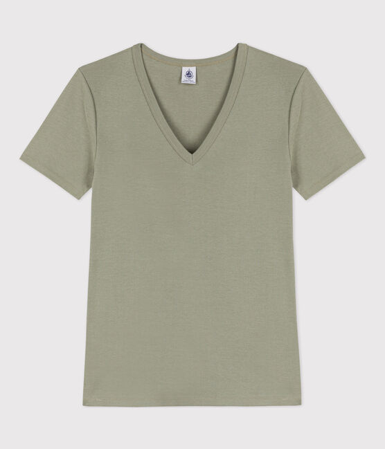 Women's Iconic Cotton V-Neck T-Shirt MARECAGE green