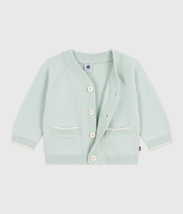 Babies' plain cotton cardigan blue