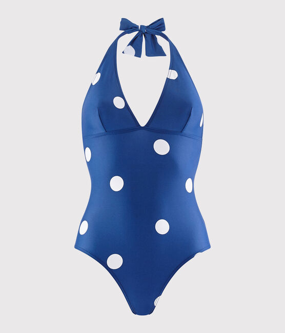 Women's Recycled 1-Piece Swimsuit SURF blue/MARSHMALLOW white