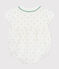 Babies' short-sleeved spotty print cotton rompers with a collar MARSHMALLOW white/MULTICO white