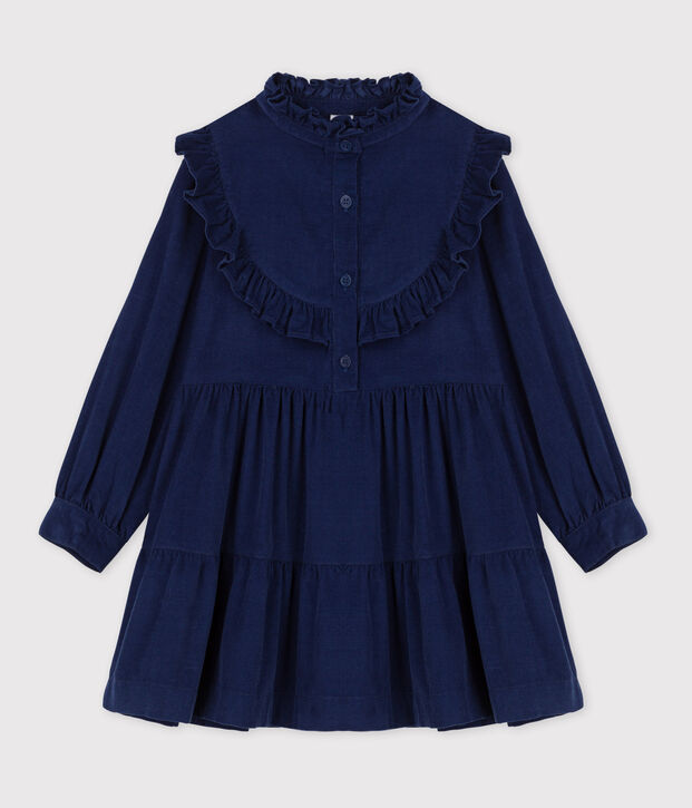Girls' Long-Sleeved Velvet Dress blue