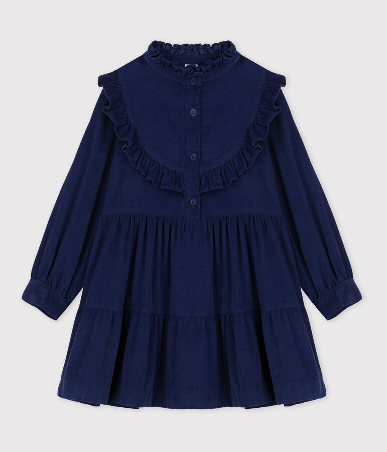 Girls' Long-Sleeved Velvet Dress blue