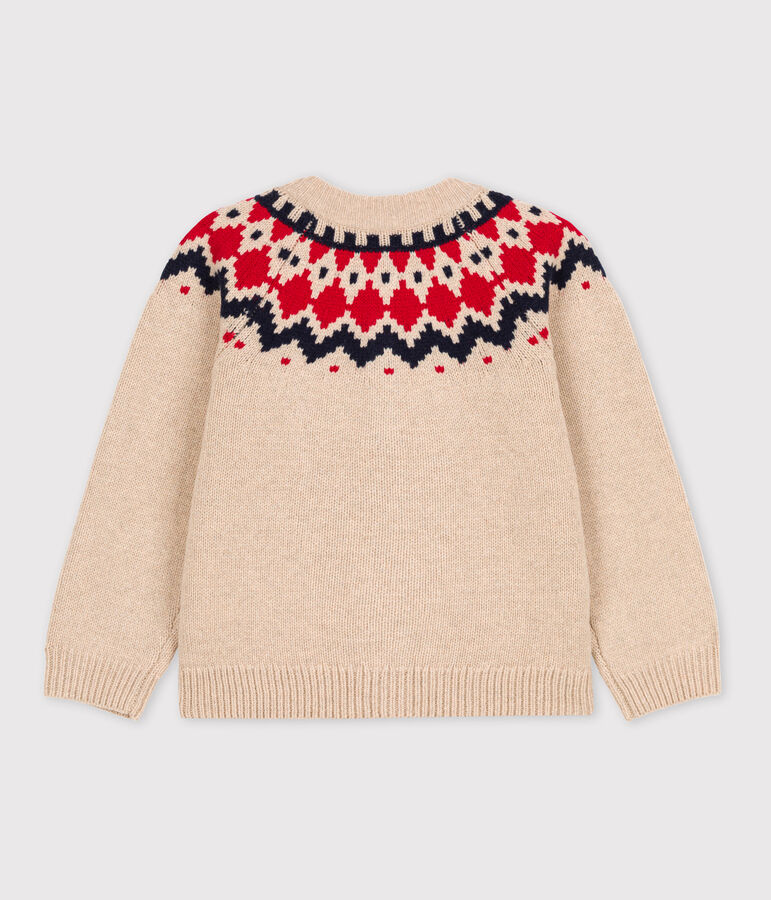 Girls' Wool/Cotton Cardigan beige/multicolor