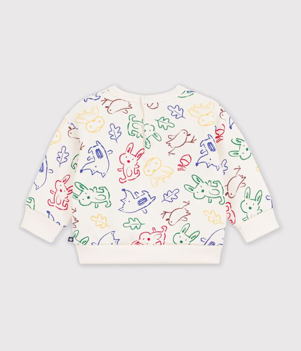Babies' animal print cotton sweatshirt Ecru/multicolor