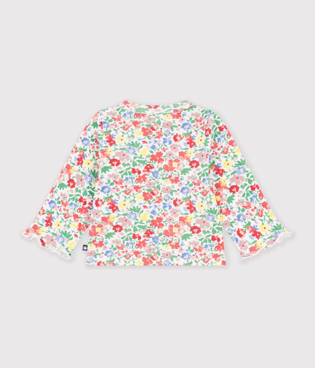 Babies' floral-print cotton cardigan white/multicolor