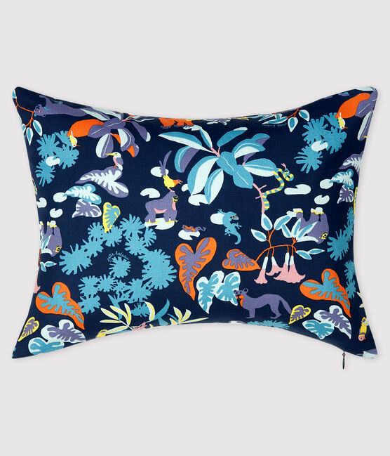 Jungle Print Poplin Cushion MEDIEVAL blue/MULTICO white