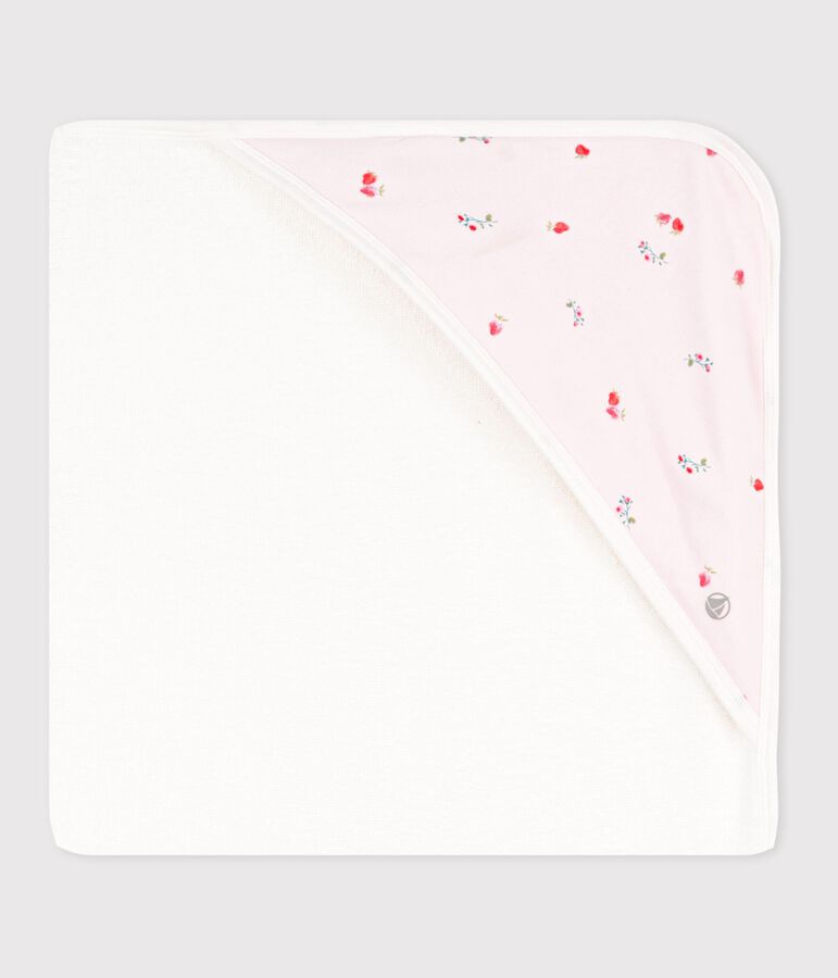 Babies' square cotton bath wrap BARELY pink/MULTICO