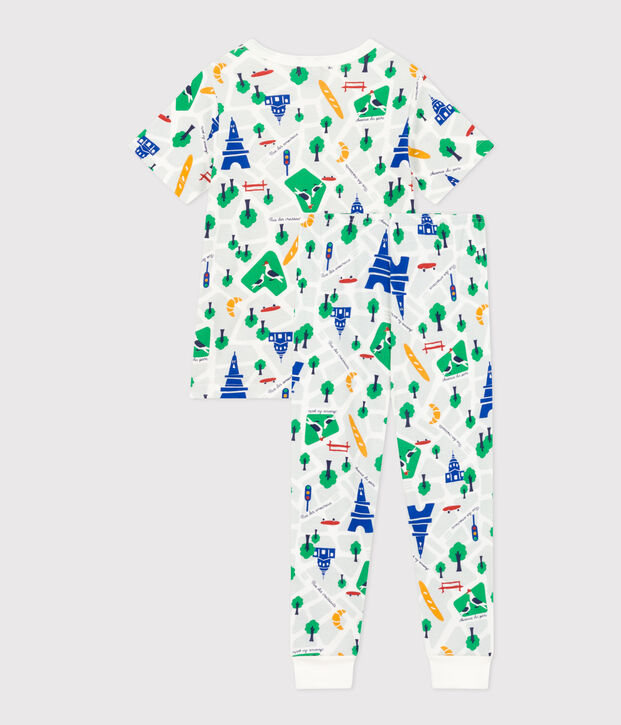 Children's Paris Print Cotton Pyjamas white/multicolor