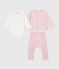 Babies' 3-piece heart-print set, including an embroidered body JOLI pink/MULTICO white