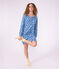 Women's cotton nightdress with a grandad neckline and a heart print blue/white