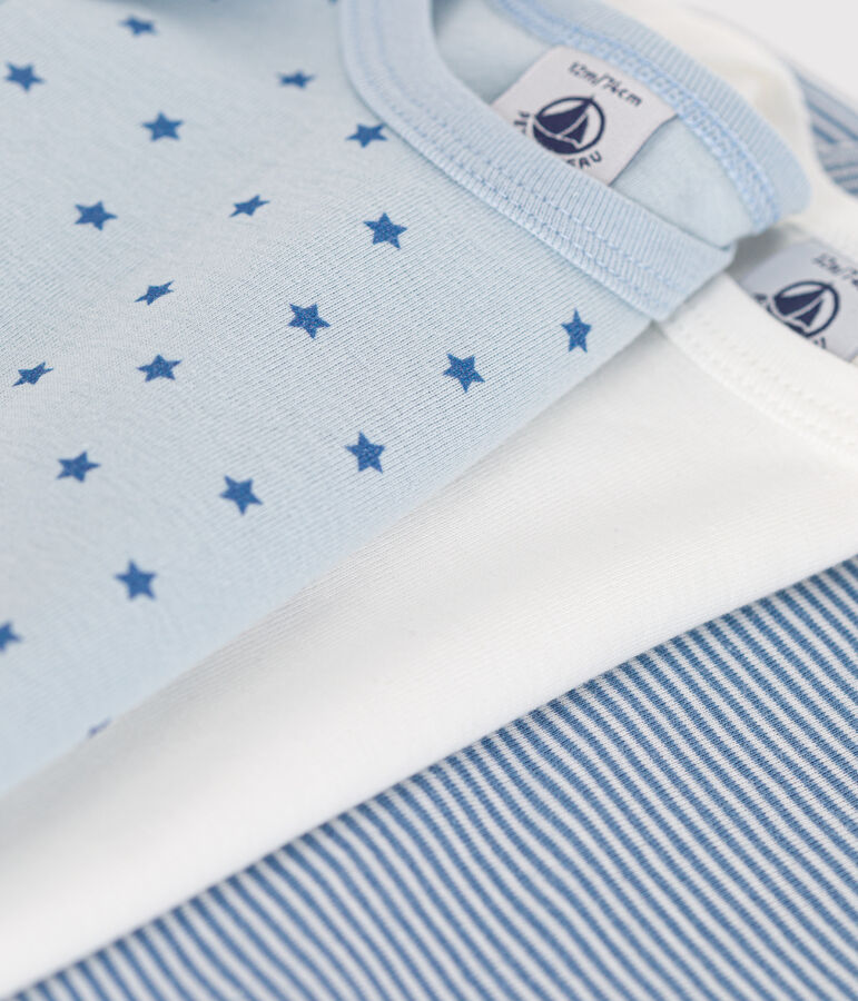 Babies' long-sleeved mini-heart pattern cotton bodysuits - 3-pack multicolor