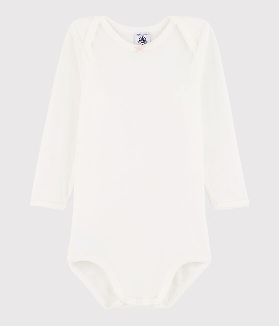 Baby Girls' Long-Sleeved Bodysuit MARSHMALLOW white/MINOIS pink