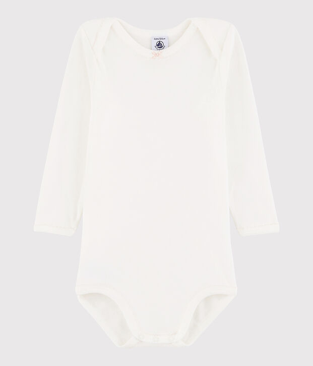 Baby Girls' Long-Sleeved Bodysuit white/pink