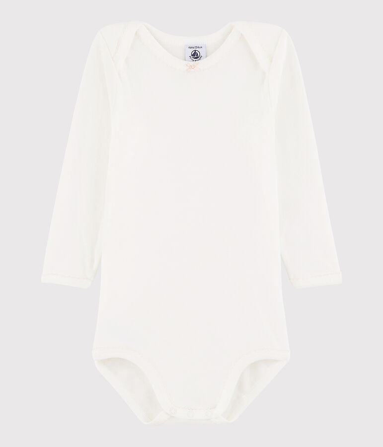 Baby Girls' Long-Sleeved Bodysuit white/pink