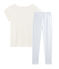 Girls' Ribbed Pyjamas MARSHMALLOW white/JASMIN blue