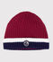 Babies' knitted beanie with a fleece lining AMARANTE red/MULTICO