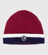 Babies' knitted beanie with a fleece lining