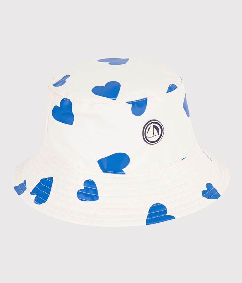 Children's heart print sun hat MILK blue/CREPUSCULE