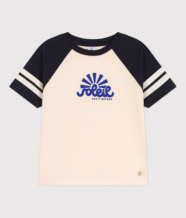 Boys' Printed Jersey T-shirt Ecru/blue