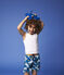 Boys' Recycled Swimming Trunks MYKONOS blue/MULTICO ecru
