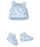 Baby Bonnet and Bootees Set in Tube Knit FRAICHEUR blue/MULTICO white