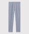 Children's Pinstriped Leggings in Wool and Cotton MEDIEVAL blue/MARSHMALLOW white