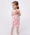 Babies' short stripy cotton jumpsuit MARSHMALLOW red/SPI