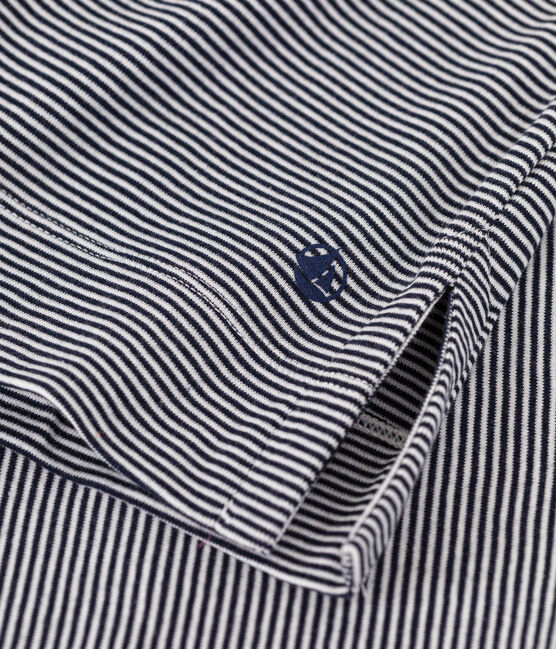 Women's stripy cotton nightdress SMOKING blue/MARSHMALLOW white
