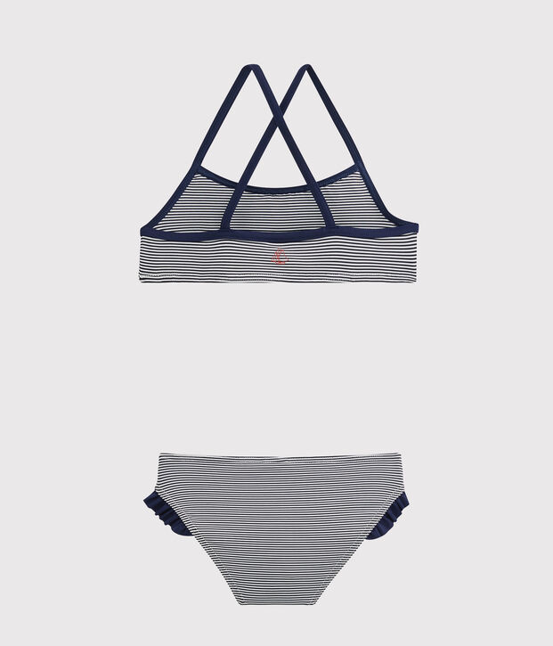 Girls' Swimsuit blue/white