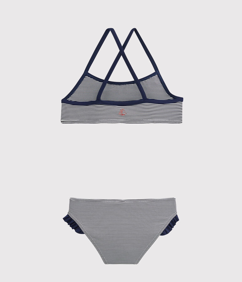 Girls' Swimsuit ABYSSE blue/LAIT white