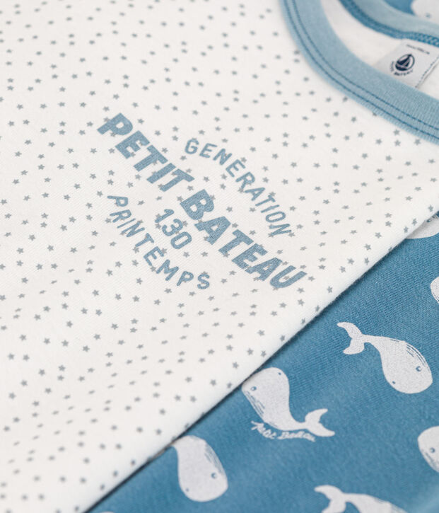 Boys' Whale Themed Cotton Pyjamas - 2-Pack multicolor