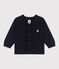 Babies' plain cotton cardigan SMOKING blue