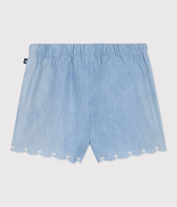 Babies' shorts in embroidered chambray blue