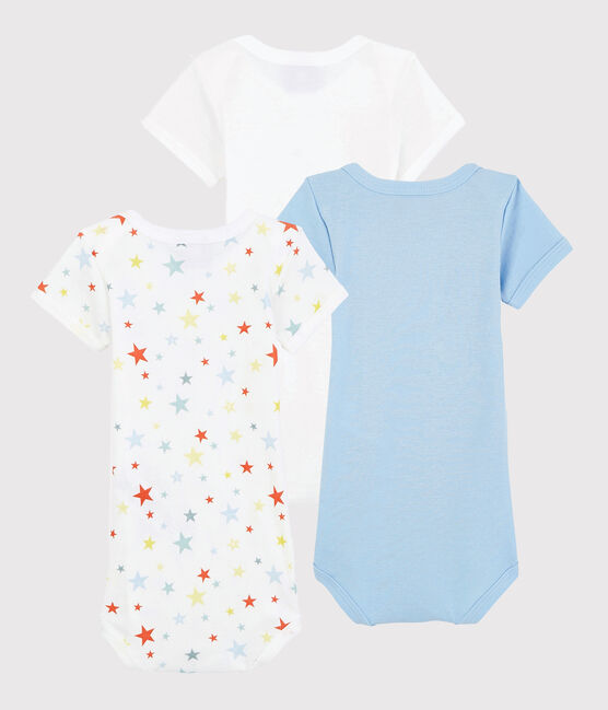 Babies' Colourful Starry Short-Sleeved Organic Cotton Bodysuits - 3-Pack variante 1