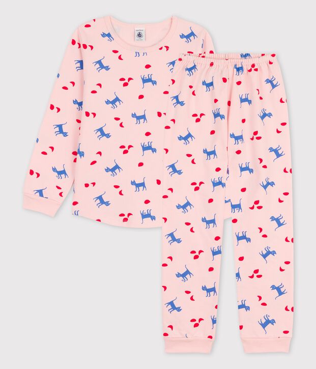 Girls' Cat Print Cotton Pyjamas pink/multicolor