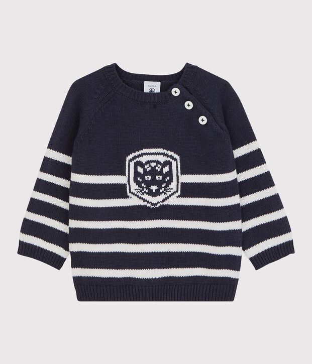 Babies' Wool/Cotton Jumper blue/white