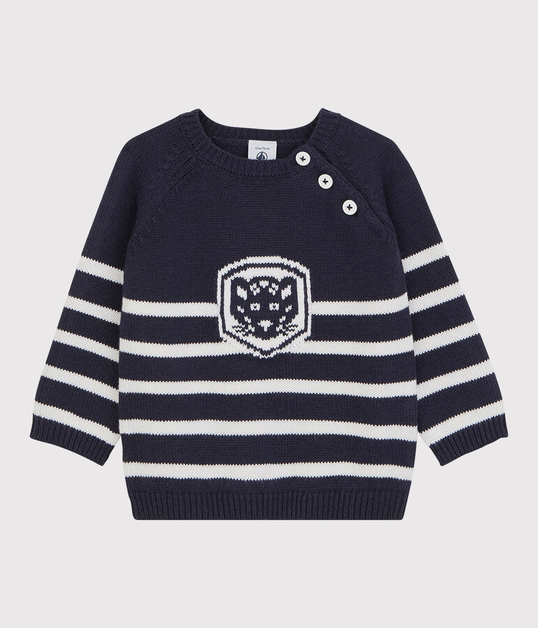 Babies' Wool/Cotton Jumper blue/white