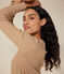 Women's Iconic Cotton Round Neck T-Shirt CUIVRE brown/MARSHMALLOW