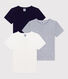 Pack of children's short-sleeved plain cotton T-shirts