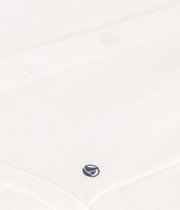 Babies' Long-Sleeved Cotton Bodysuit With Ruffle Collar white