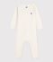 Babies' long-leg wool and cotton body ECRU 08163
