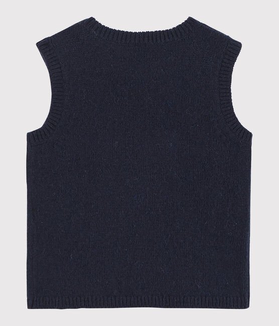 Baby's sleeveless knitted pullover. SMOKING blue
