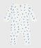 Babies' footless cotton pyjama suit printed with cats MARSHMALLOW white/MULTICO white