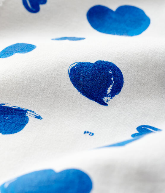Baby Girls' Blue Heart Fleece Sleepsuit MARSHMALLOW white/MULTICO white