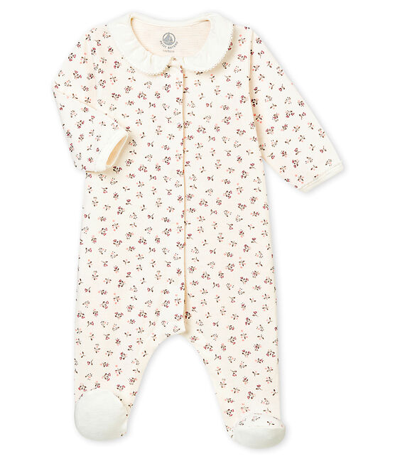 Baby girl's printed tubic sleepsuit MARSHMALLOW white/MULTICO white