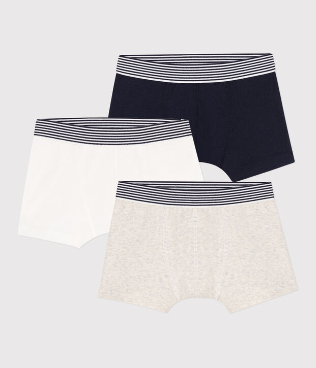 Boys' Plain Cotton Boxer Shorts - 3-Pack multicolor