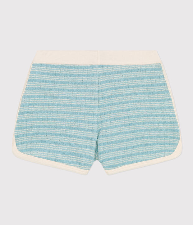 Girl's Striped Terry Shorts green/ecru